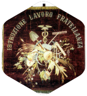 Istruzione ricamata sulla bandiera della Società di San Giuliano Vecchio 