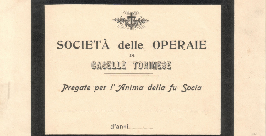 Società femminile di Caselle Torinese, avviso funebre