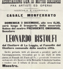 manifesto funerario della Società di Casale Monferrato