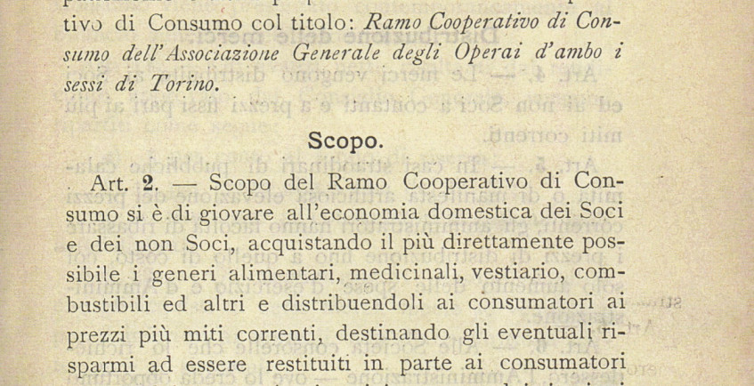 Associazione generale operai di Torino Regolamento della Cooperativa