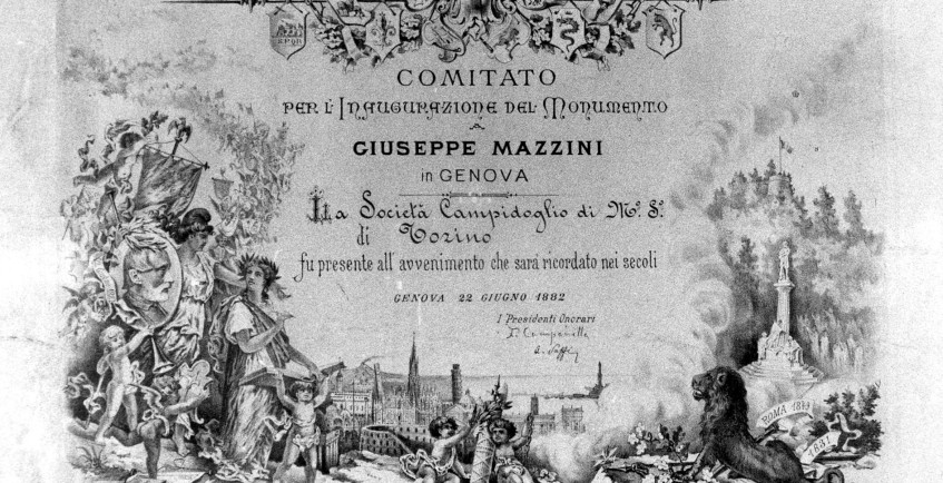 Società Campidoglio di Torino. diploma celebrativo di Mazzini