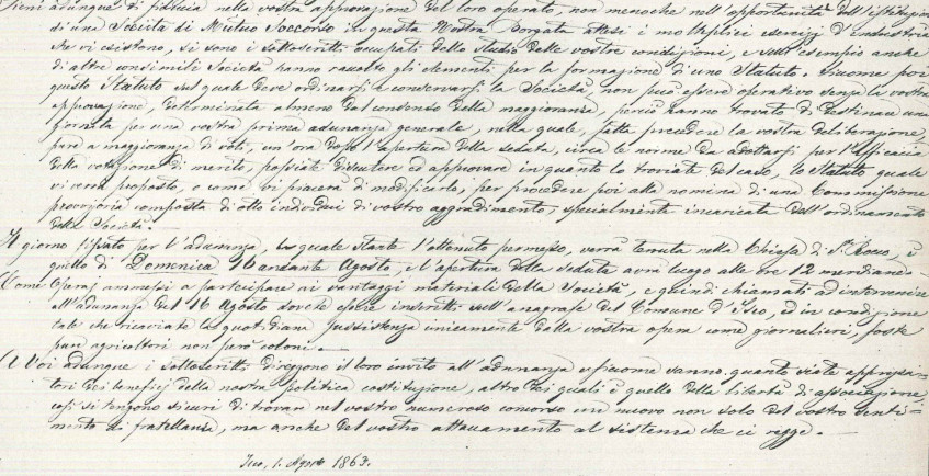 annuncio fondazione Società di mutuo soccorso di Iseo 1863.jpg