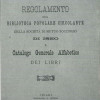 Copertina regolamento Biblioteca Popolare Società di mutuoo soccorso di Iseo 1889