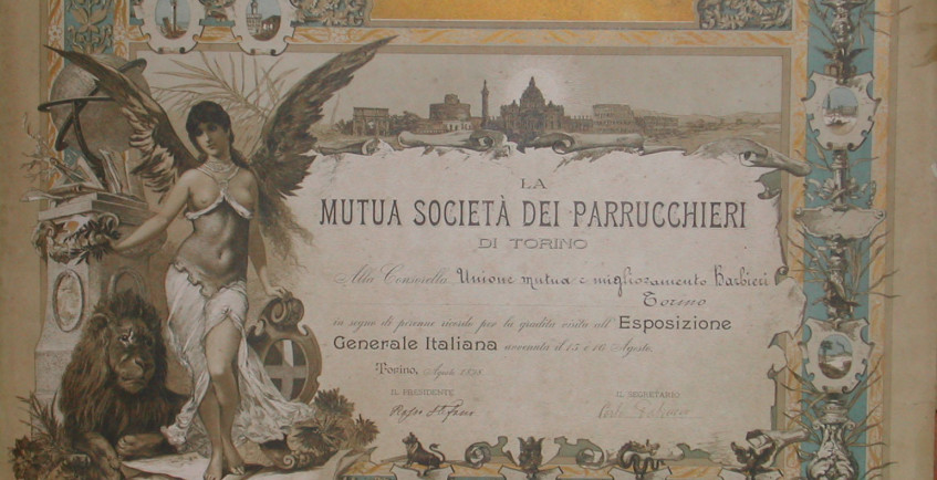 Diploma ricordo della Società dei Parrucchieri di Torino